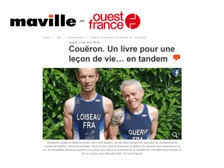 Séverine Guérif et Christophe Loiseau, un couple uni par le sport et le dépassement de soi, dans un article de Maville Ouest-France en 2022.
